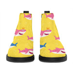 Pink And Blue Shark Pattern Print Flat Ankle Boots