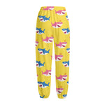 Pink And Blue Shark Pattern Print Fleece Lined Knit Pants