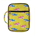 Pink And Blue Shark Pattern Print Front Pocket Bible Bag