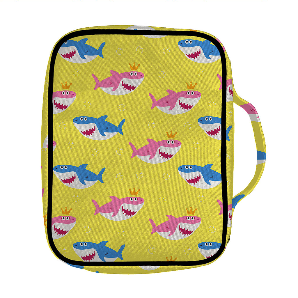 Pink And Blue Shark Pattern Print Front Pocket Bible Bag