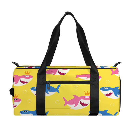 Pink And Blue Shark Pattern Print Gym Bag