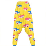 Pink And Blue Shark Pattern Print Hammer Pants