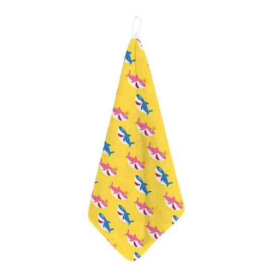 Pink And Blue Shark Pattern Print Hand Towel