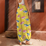 Pink And Blue Shark Pattern Print Harem Pants