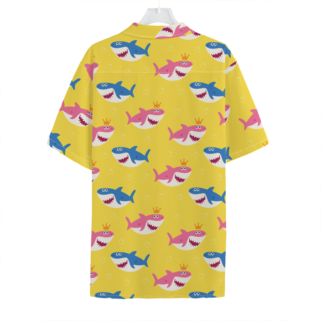Pink And Blue Shark Pattern Print Hawaiian Shirt
