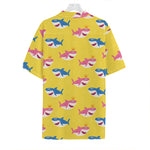 Pink And Blue Shark Pattern Print Hawaiian Shirt