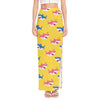 Pink And Blue Shark Pattern Print High Slit Maxi Skirt