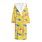 Pink And Blue Shark Pattern Print Hooded Bathrobe