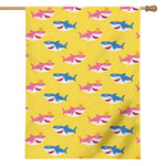 Pink And Blue Shark Pattern Print House Flag