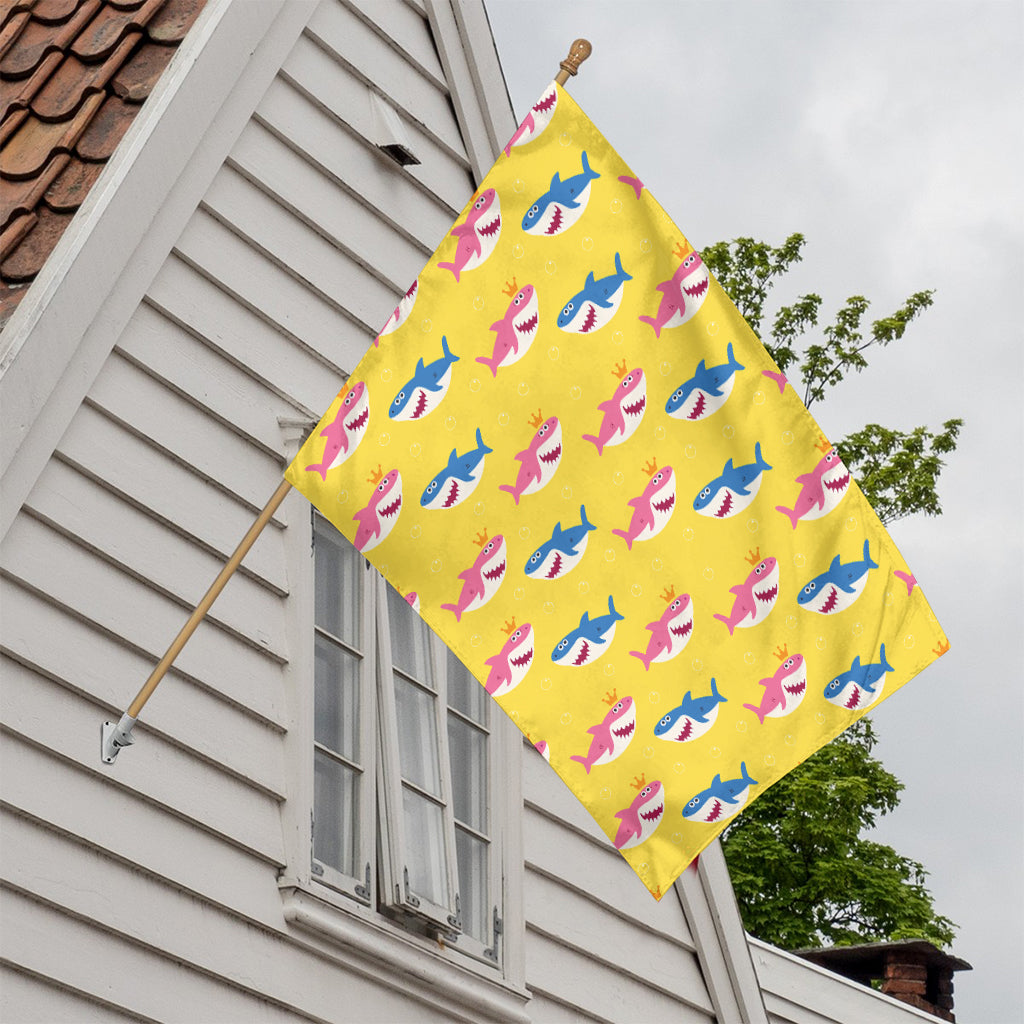 Pink And Blue Shark Pattern Print House Flag