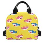 Pink And Blue Shark Pattern Print Insulated Lunch Bag
