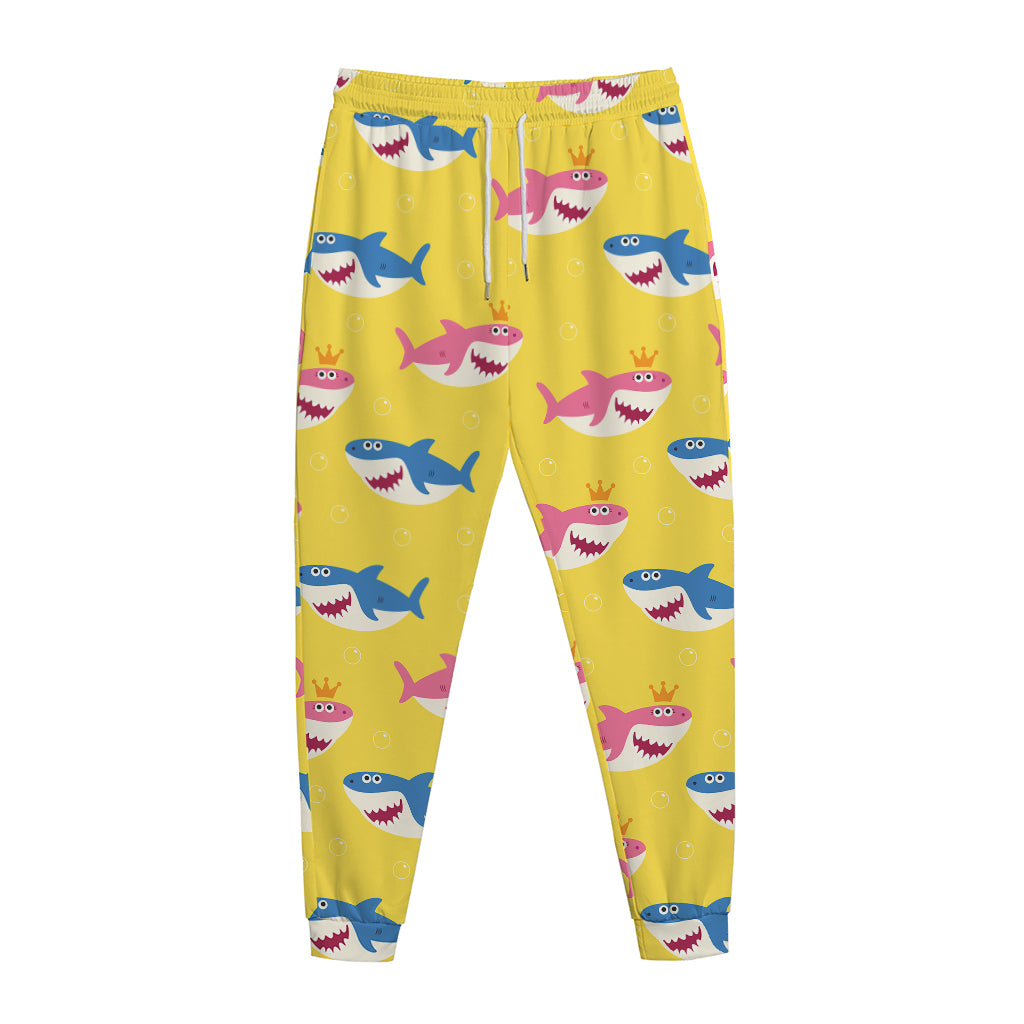 Pink And Blue Shark Pattern Print Jogger Pants