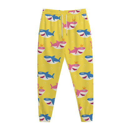 Pink And Blue Shark Pattern Print Jogger Pants