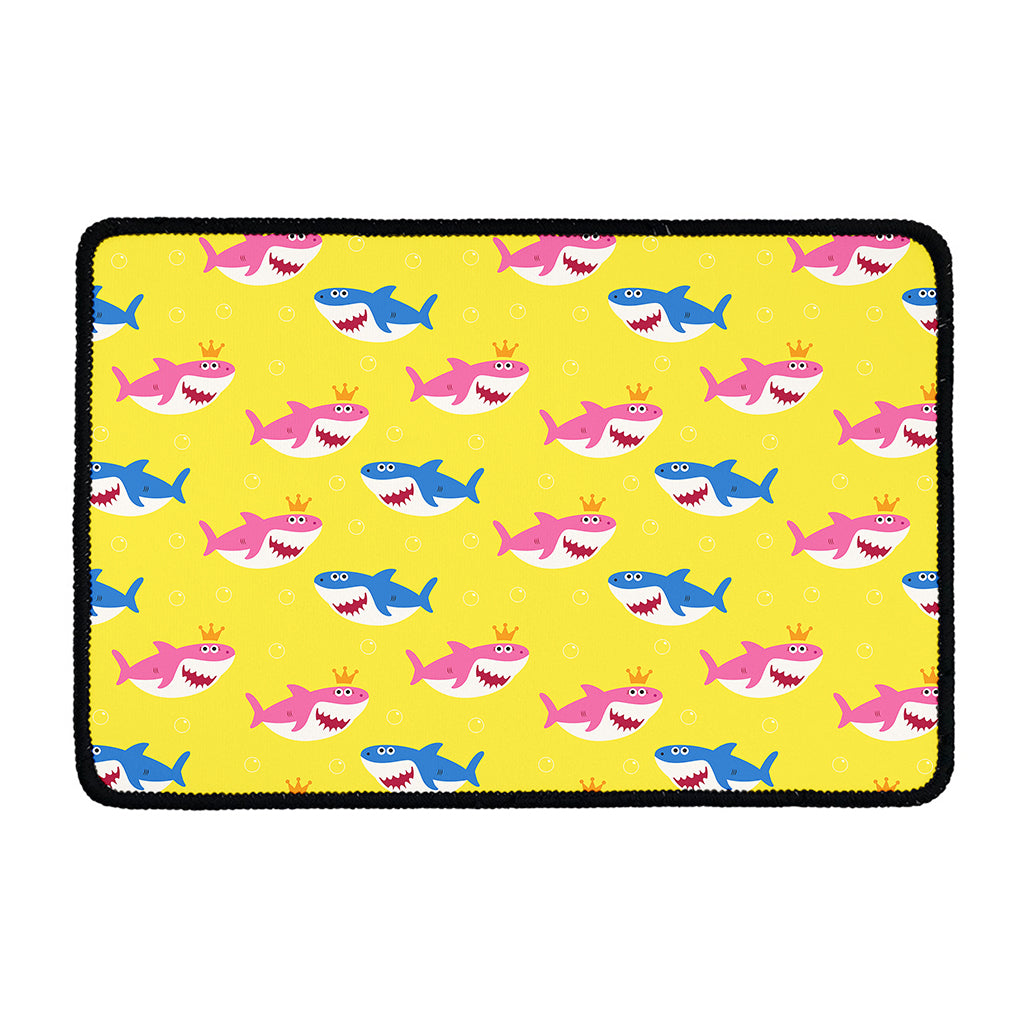 Pink And Blue Shark Pattern Print Kitchen Mat