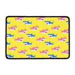 Pink And Blue Shark Pattern Print Kitchen Mat