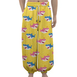 Pink And Blue Shark Pattern Print Lantern Pants