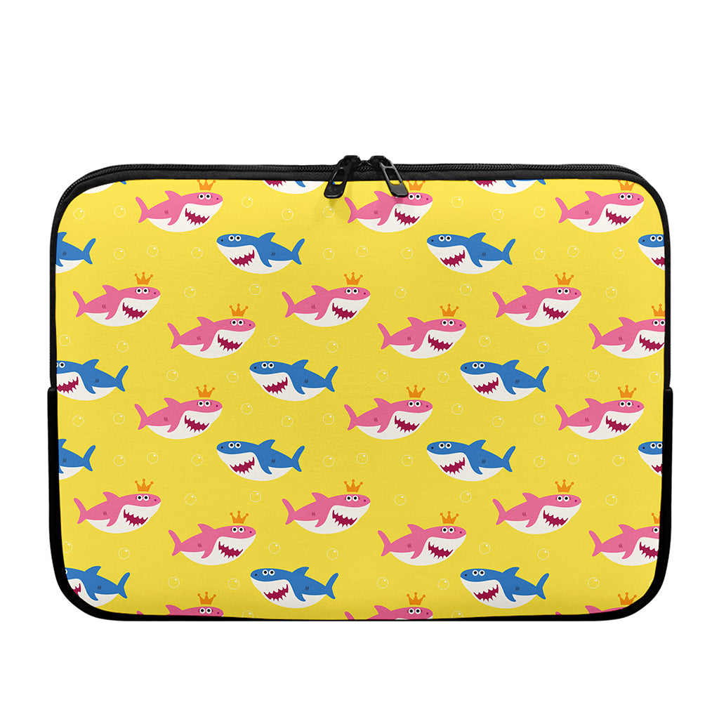 Pink And Blue Shark Pattern Print Laptop Sleeve