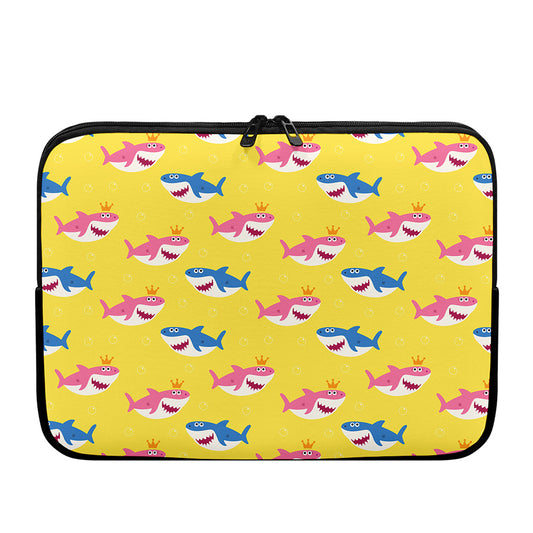 Pink And Blue Shark Pattern Print Laptop Sleeve