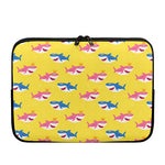Pink And Blue Shark Pattern Print Laptop Sleeve