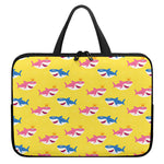 Pink And Blue Shark Pattern Print Laptop Sleeve With Handle