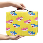 Pink And Blue Shark Pattern Print Leather Bible Cover