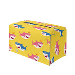 Pink And Blue Shark Pattern Print Leather Tissue Box Cover