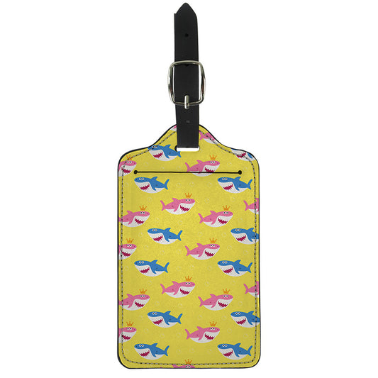 Pink And Blue Shark Pattern Print Luggage Tag
