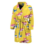 Pink And Blue Shark Pattern Print Men's Bathrobe