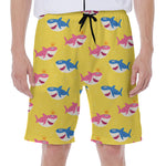 Pink And Blue Shark Pattern Print Men's Beach Shorts