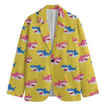 Pink And Blue Shark Pattern Print Men's Blazer