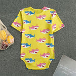 Pink And Blue Shark Pattern Print Men's Bodysuit
