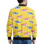 Pink And Blue Shark Pattern Print Men's Bomber Jacket