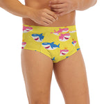 Pink And Blue Shark Pattern Print Men's Briefs