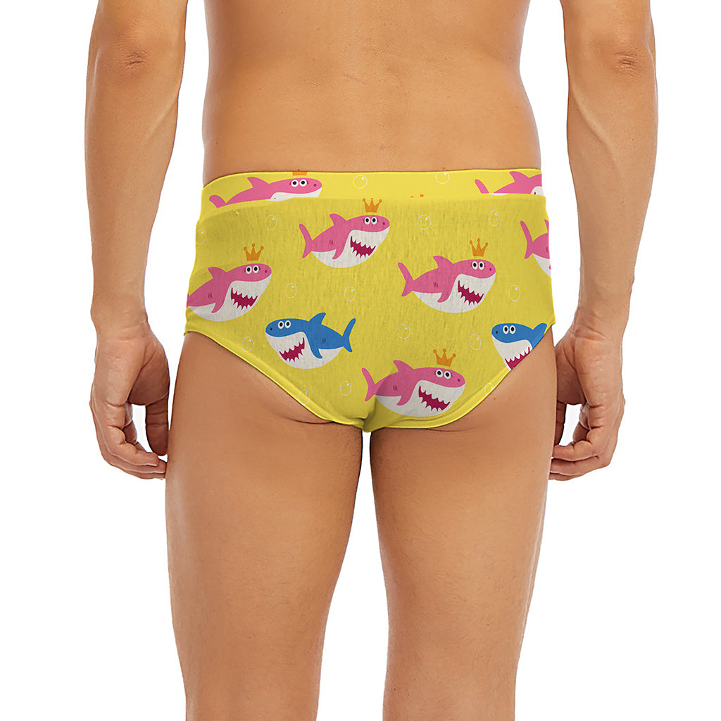 Pink And Blue Shark Pattern Print Men's Briefs