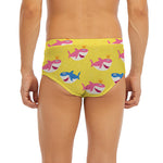 Pink And Blue Shark Pattern Print Men's Briefs