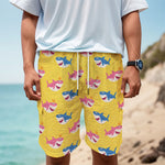 Pink And Blue Shark Pattern Print Men's Cargo Shorts