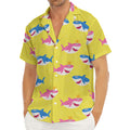 Pink And Blue Shark Pattern Print Men's Deep V-Neck Shirt