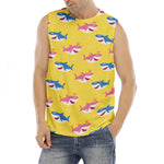 Pink And Blue Shark Pattern Print Men's Fitness Tank Top