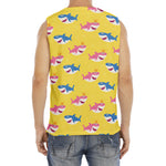 Pink And Blue Shark Pattern Print Men's Fitness Tank Top