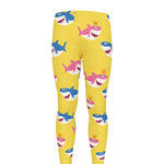 Pink And Blue Shark Pattern Print Men's leggings