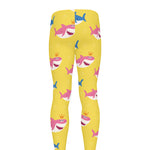 Pink And Blue Shark Pattern Print Men's leggings