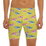 Pink And Blue Shark Pattern Print Men's Long Boxer Briefs