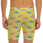 Pink And Blue Shark Pattern Print Men's Long Boxer Briefs
