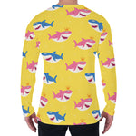 Pink And Blue Shark Pattern Print Men's Long Sleeve T-Shirt