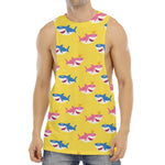 Pink And Blue Shark Pattern Print Men's Muscle Tank Top