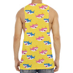 Pink And Blue Shark Pattern Print Men's Muscle Tank Top