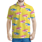 Pink And Blue Shark Pattern Print Men's Polo Shirt