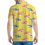 Pink And Blue Shark Pattern Print Men's Polo Shirt