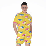 Pink And Blue Shark Pattern Print Men's Rompers