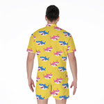 Pink And Blue Shark Pattern Print Men's Rompers